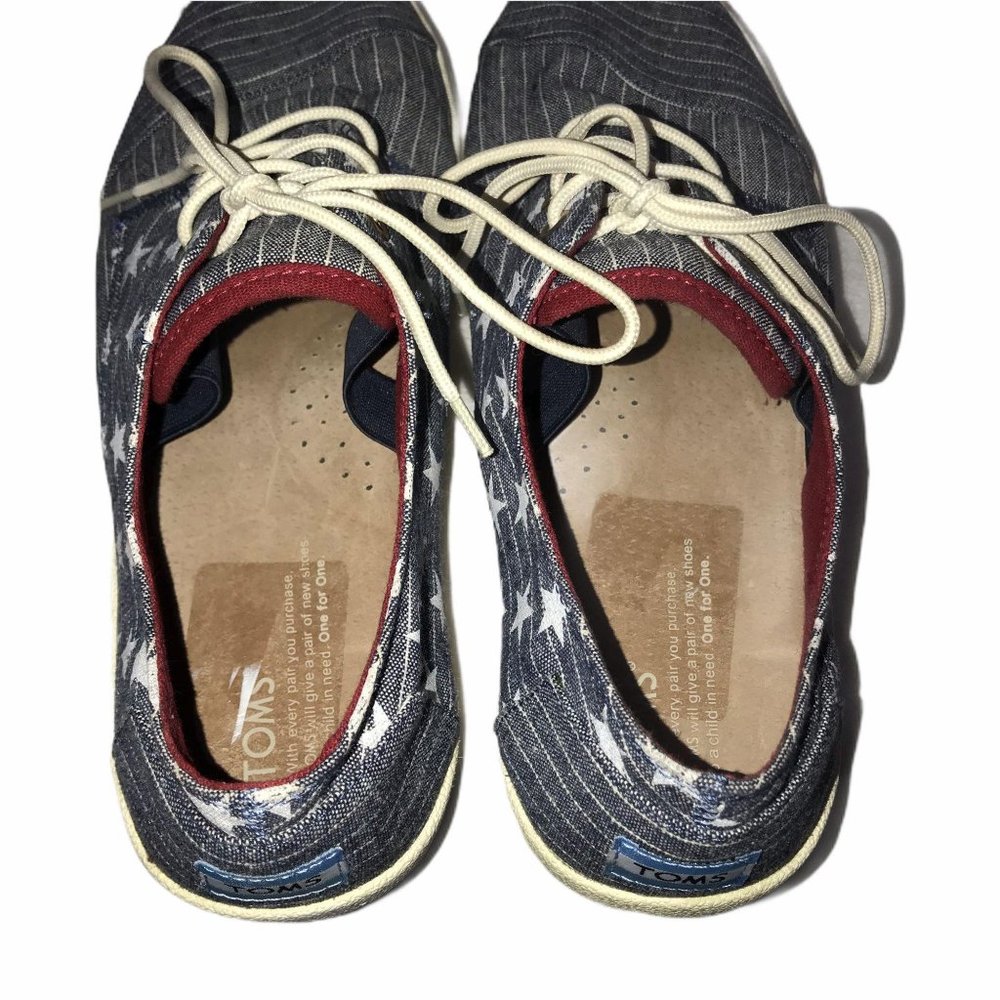 Toms Stars & Stripes Patriotic Canvas Sneakers 11 - Picture 8 of 9
